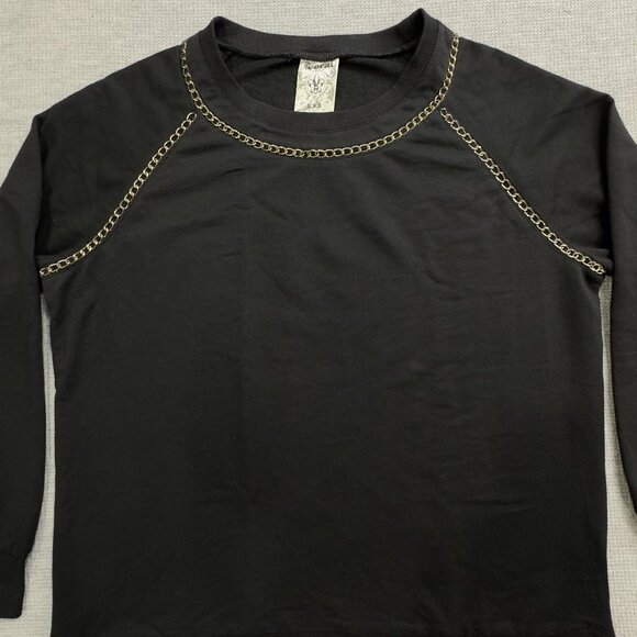 Vocal Chain Detail Black Tunic Top Womens Small Long Sleeve Pull Over Blouse - Picture 8 of 13